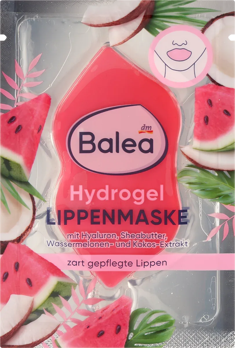 Balea Hydrogel Lip Mask with Watermelon & Coconut (1 Piece)