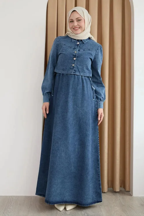 Size: 44- Asme Collection Denim Suit, Jacket, and Belt Set in Blue