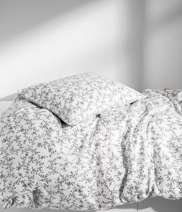 Kopparranka Quilt cover and 2 pillowcases, white/dark grey