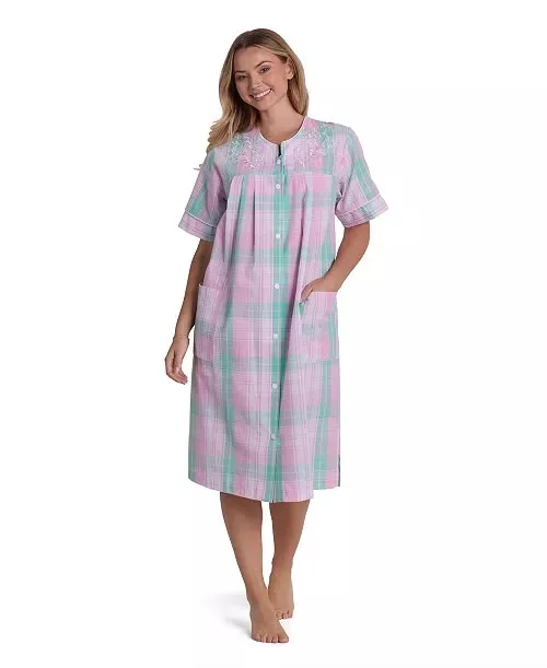Size: S-Miss Elaine Women's Printed Short-Sleeve Robe