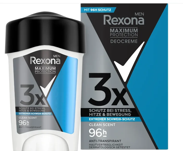 Rexona men Antitranspirant Deocreme Men Maximum Protection Clean Scent, 45 ml