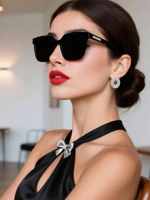 Black Square Plastic Sunglasses For Women,
