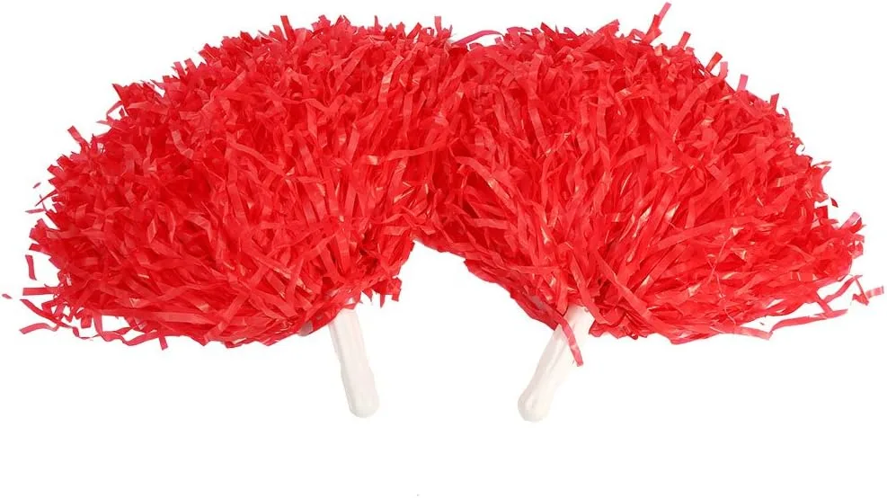VGEBY (Red) - 6Pcs Cheerleader Pom Poms for Sports Party Dance Accessory
