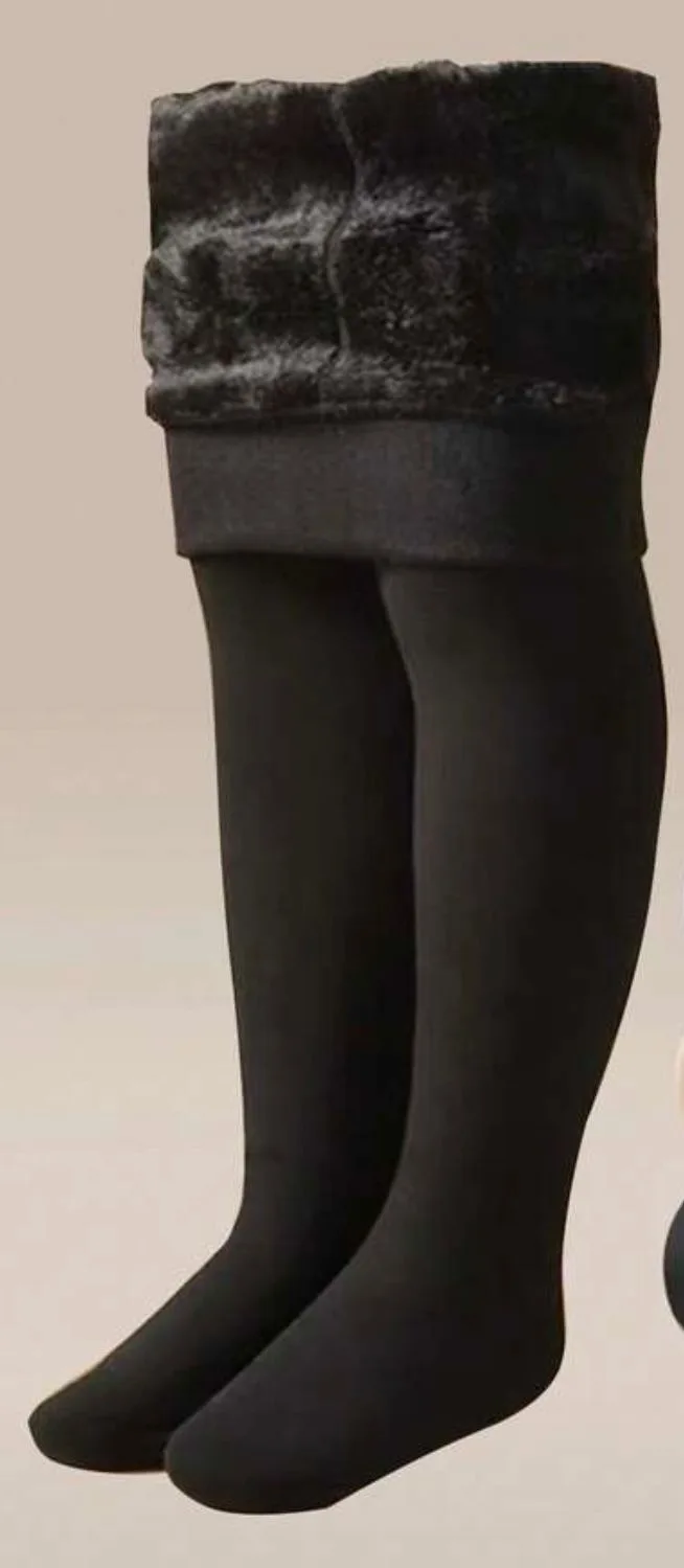 3-8y girl thermal lined tights color dark brown