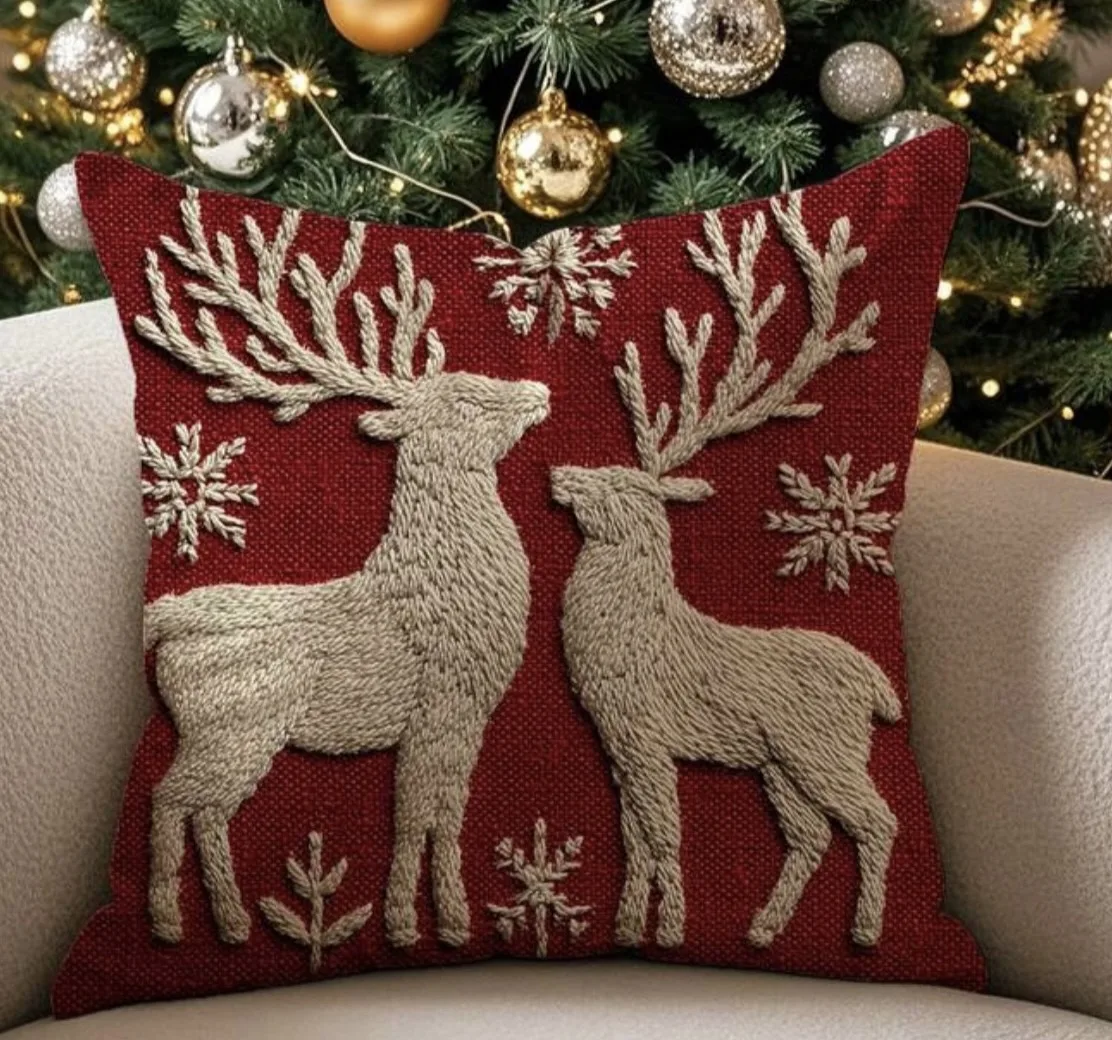 1pc Christmas Reindeer Print Pillow Cover 45*45
