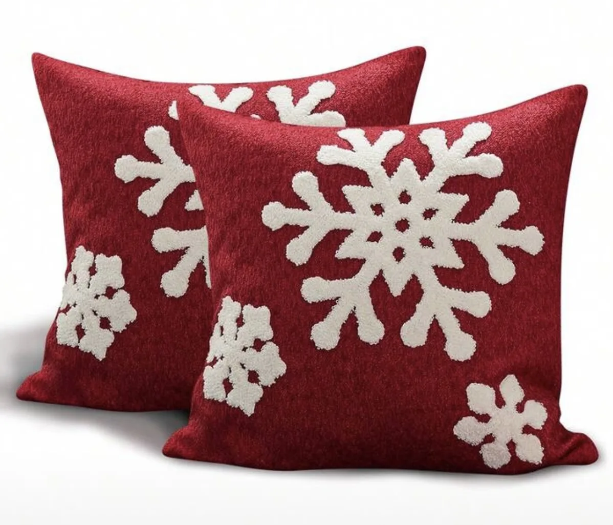 Snowflake Embroidery Pillow Case, Christmas Decor Sofa Cushion Cover, 45*45 2pcs