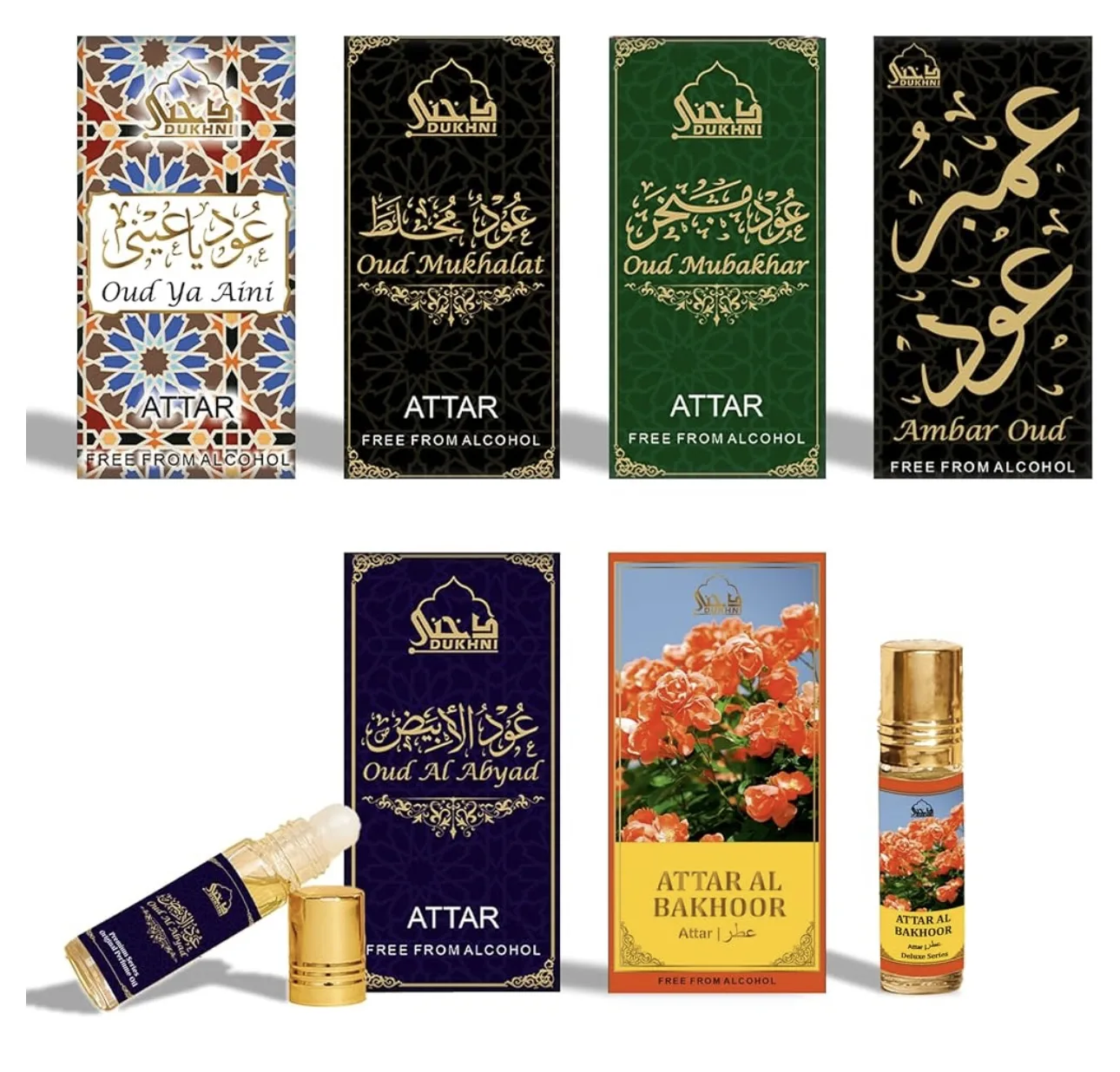 Maamoul Attar Oil Set by Dukhni | 6 mini roll-on perfumes (6ml)
