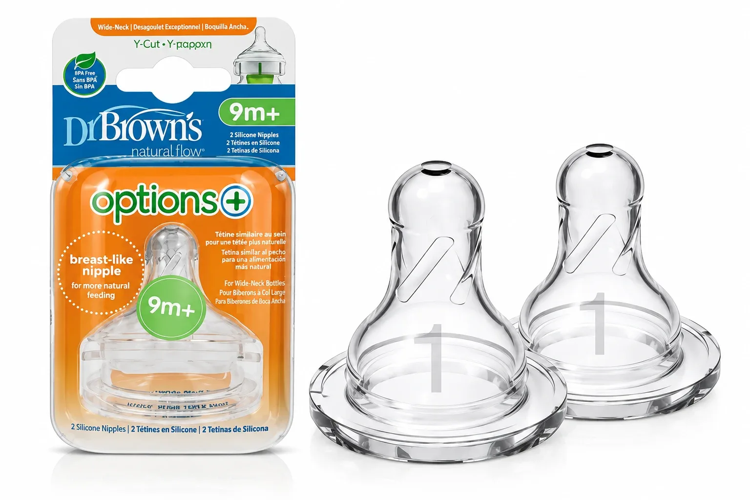Dr.Brown's Natural Flow 2 Silicone Nipples 9m+