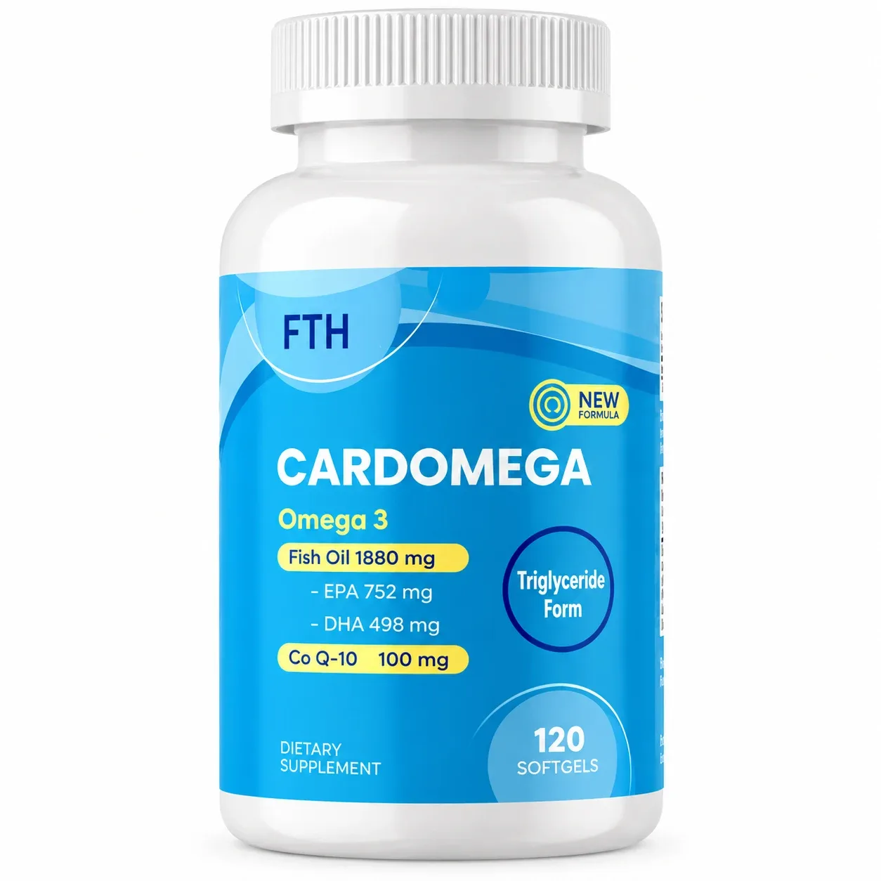 FTH Cardomega Fish Oil Coenzyme Q10 120 Soft Capsules - 4 Months Supply