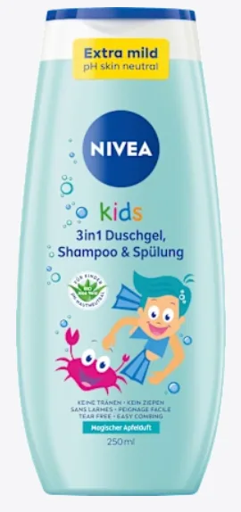 Nivea Children's Shower Gel, Shampoo & Conditioner 3in1 Apple Scent, 250ml