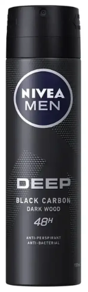 Nivea Men Deep Black Carbon Anti-Perspirant Deodorant Spray, 150 ml