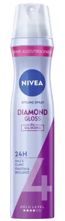 Nivea Styling Spray Diamond Gloss 0 Silikone 24h Hold Level (4) 250ml