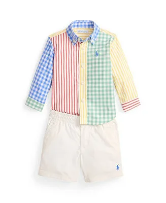 Size: 18month-Polo Ralph Lauren Baby Boys' Poplin Fun Long-Sleeve Shirt and Shorts, 2-Piece Set