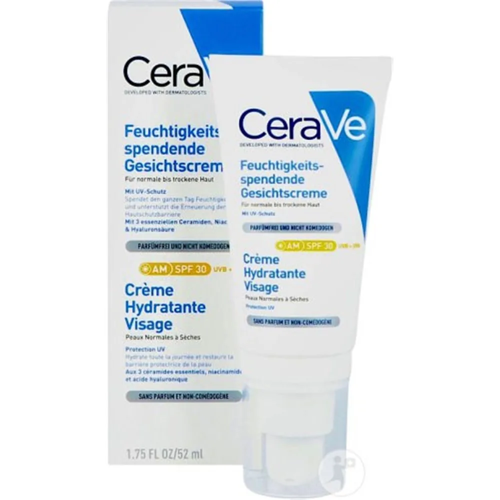 CeraVe moisturizers ,moisturising face cream for normal to dry skin spf 30 52ml