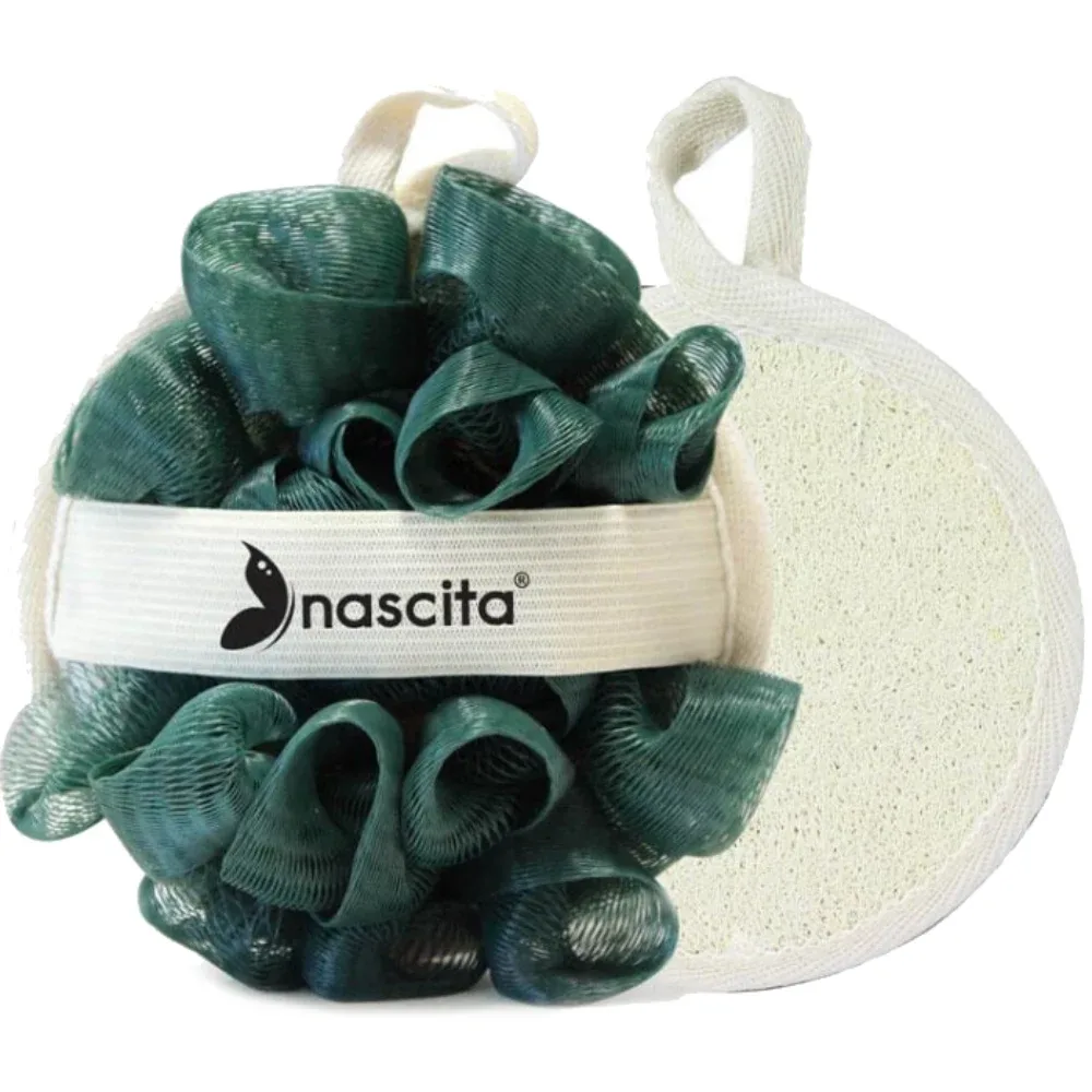 Nascita Loofah Double-Sided Bath Fiber: Peeling Side + Wisp of Bast, Round, Ø 12 CM (