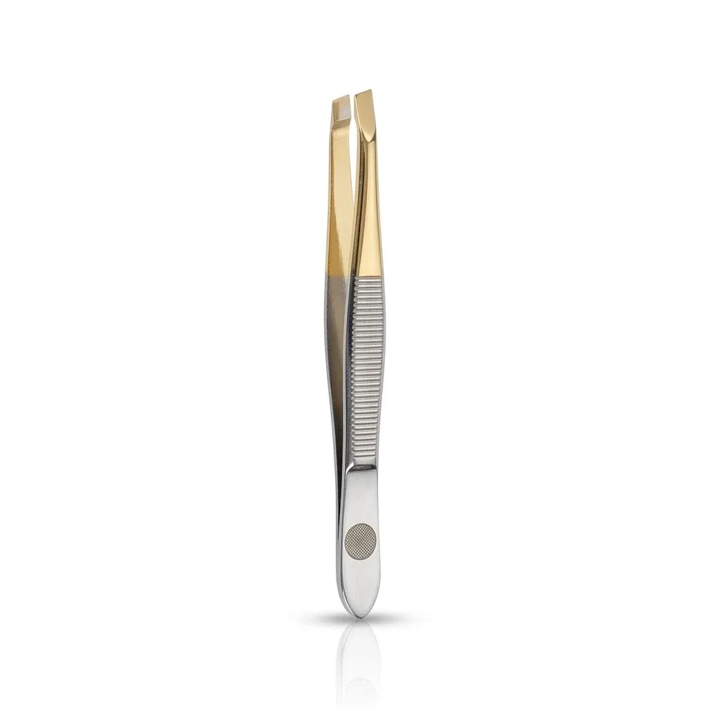 Nascita Tweezer Straight Tip Half Gold Thin Handle