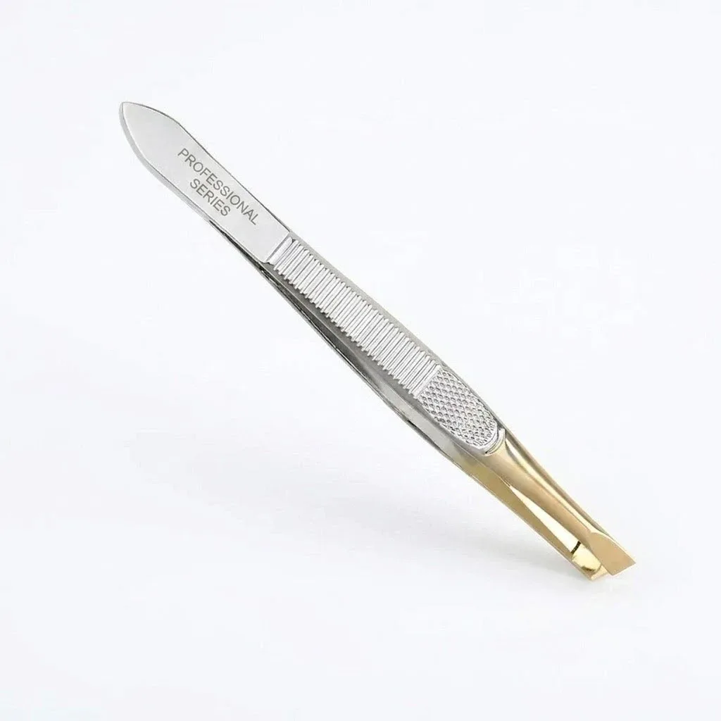 Nascita Tweezer Straight Tip Half Gold Head With Silver Color