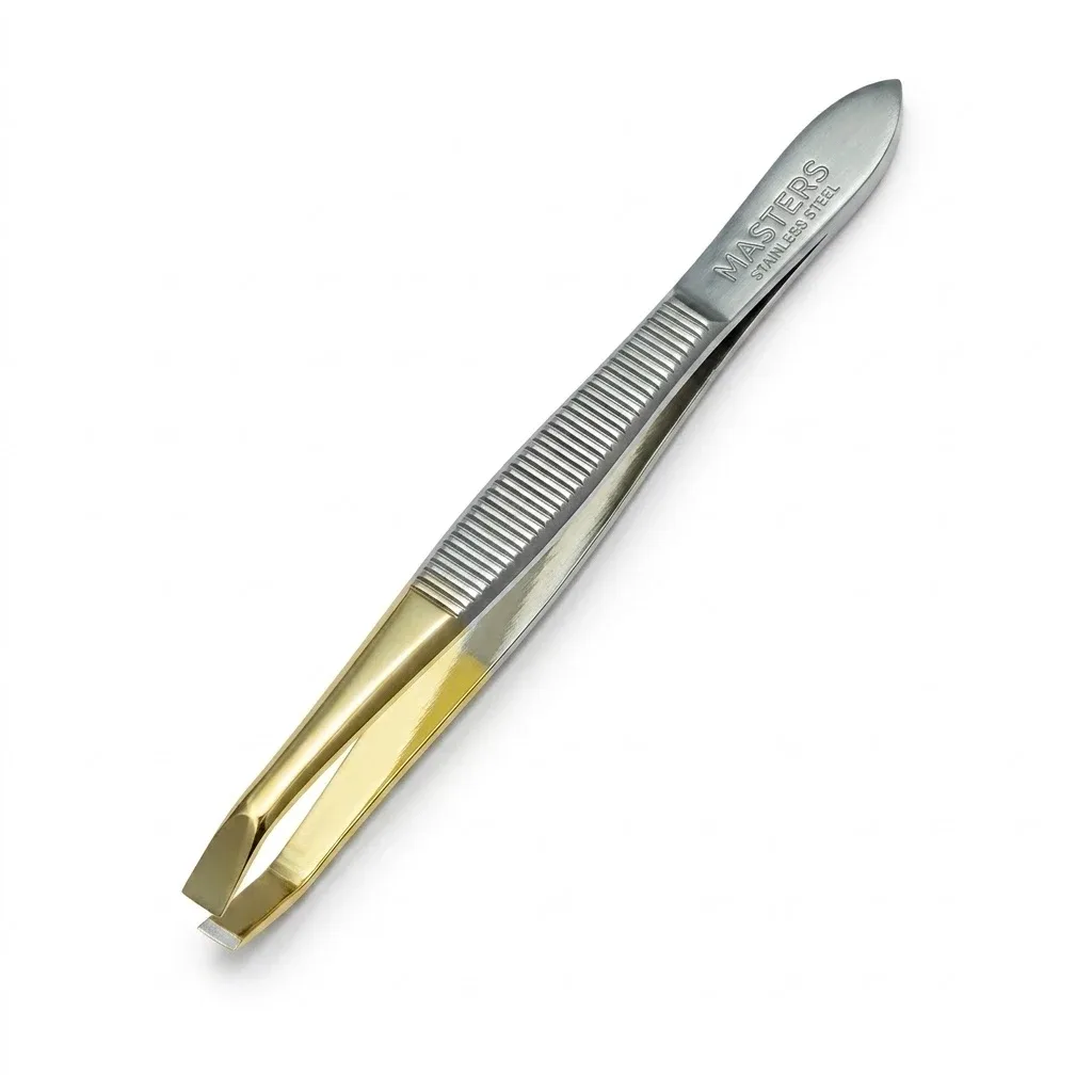 Nascita Tweezer Straight Tip Half Gold Color With Thin Head