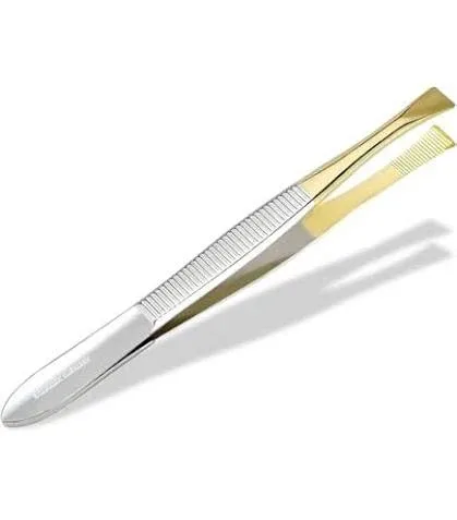 Nascita Tweezer Straight Tip Half Gold Glossy Color
