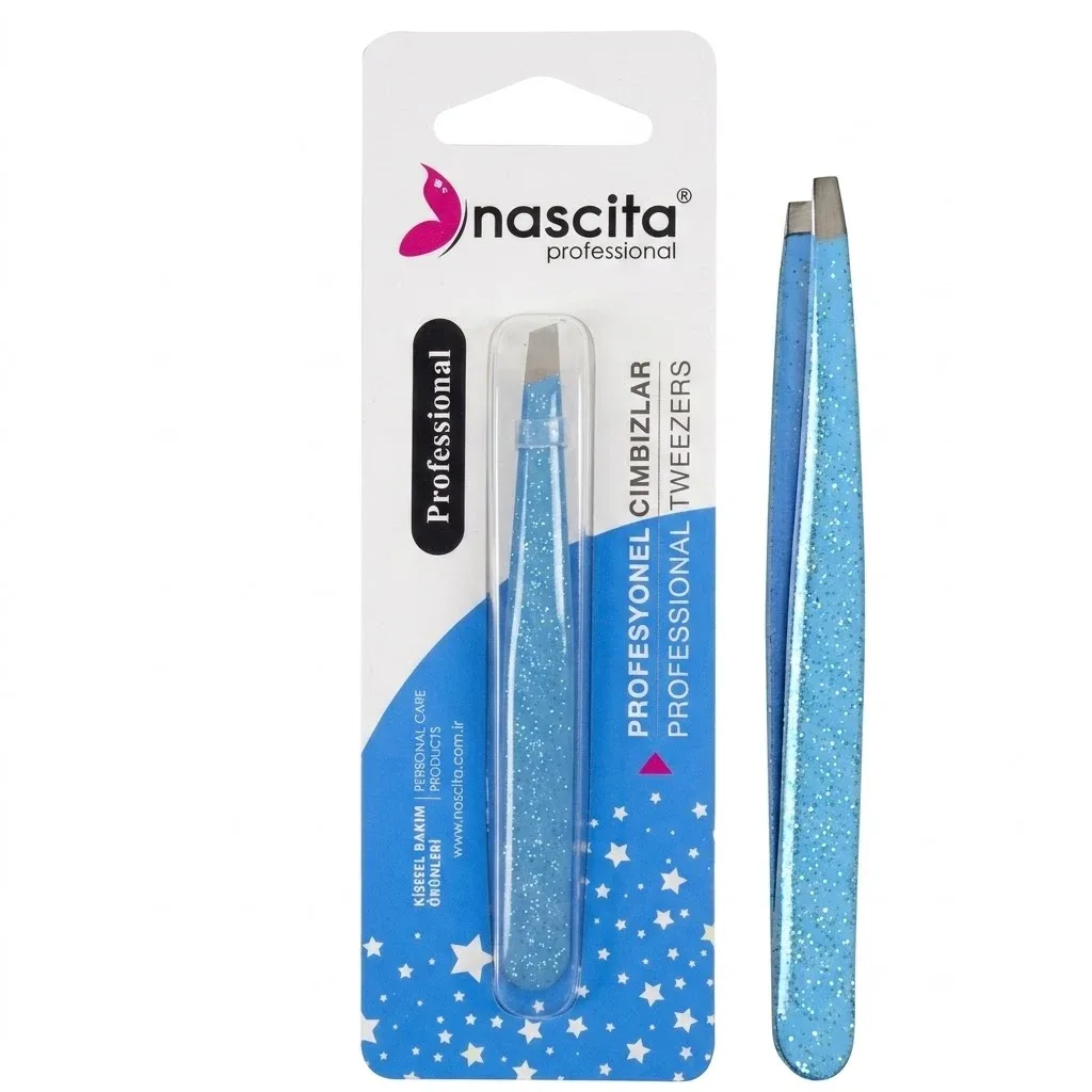 Nascita Tweezer Straight Tip Light Blue Glossy Color