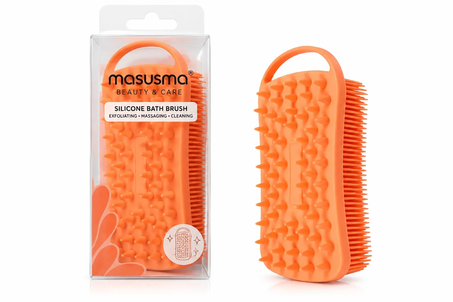 Nascita Silicone Body Cleansing & Massage Brush (Double Sided, Orange)