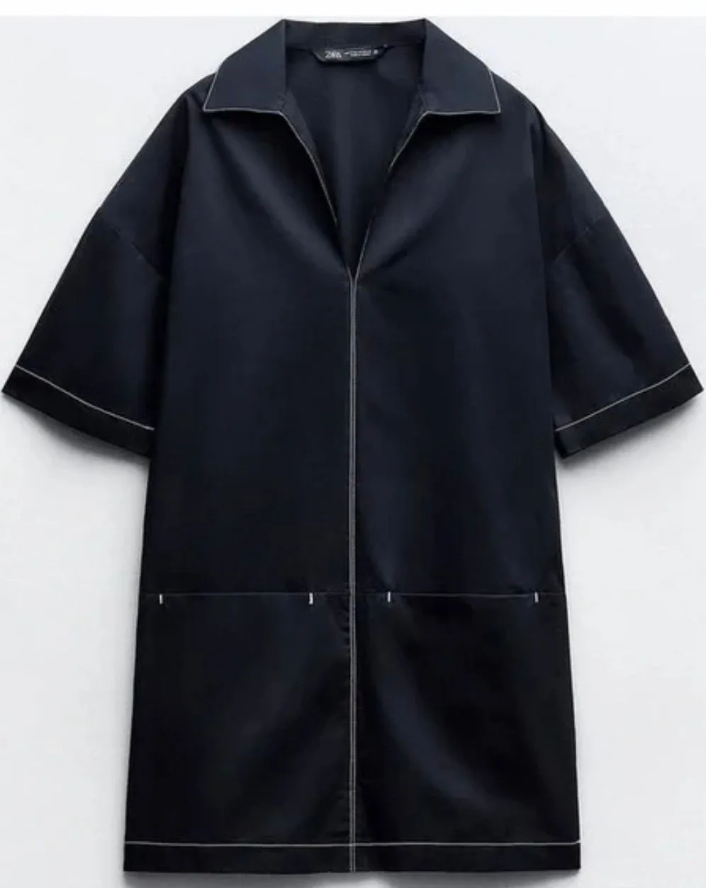 Size:Mideum- ZARA Contrast Topstitching Poplin Dress