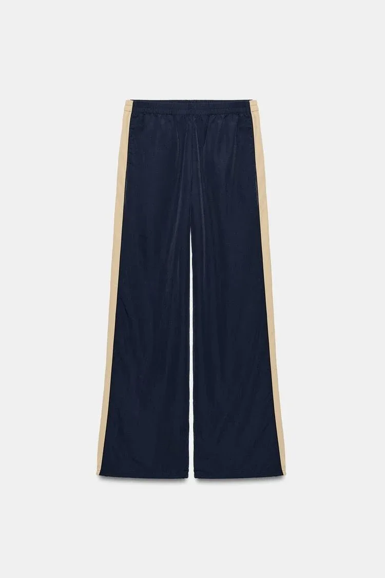 Size: S-Zara NYLON TROUSERS WITH SIDE TAPING