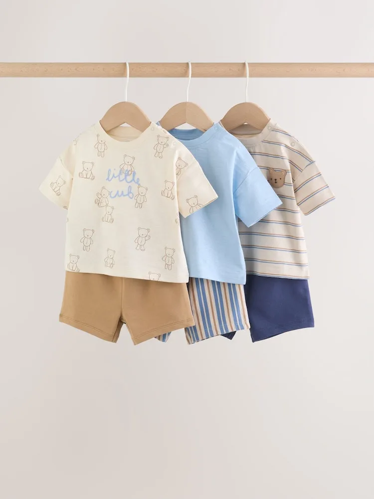 Size: 3-6month-Next Blue Bears Tops and Shorts Baby Set 6 Piece