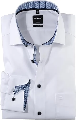 Size: 37-OLYMP Luxor Men's Business Shirt, Long Sleeves, Plain, Modern Fit