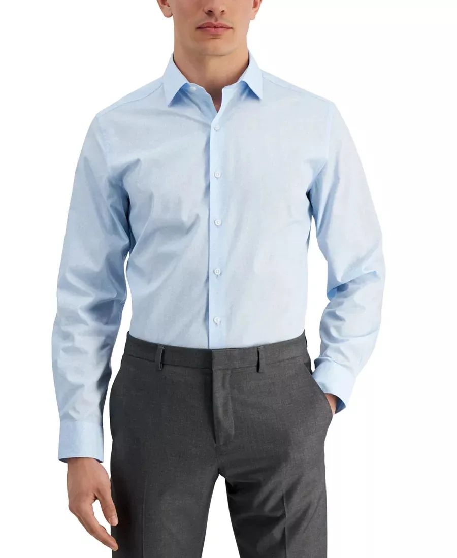 Size: L-Bar III Men's Slim-Fit Stretch Knits Solid Dress Shirt
